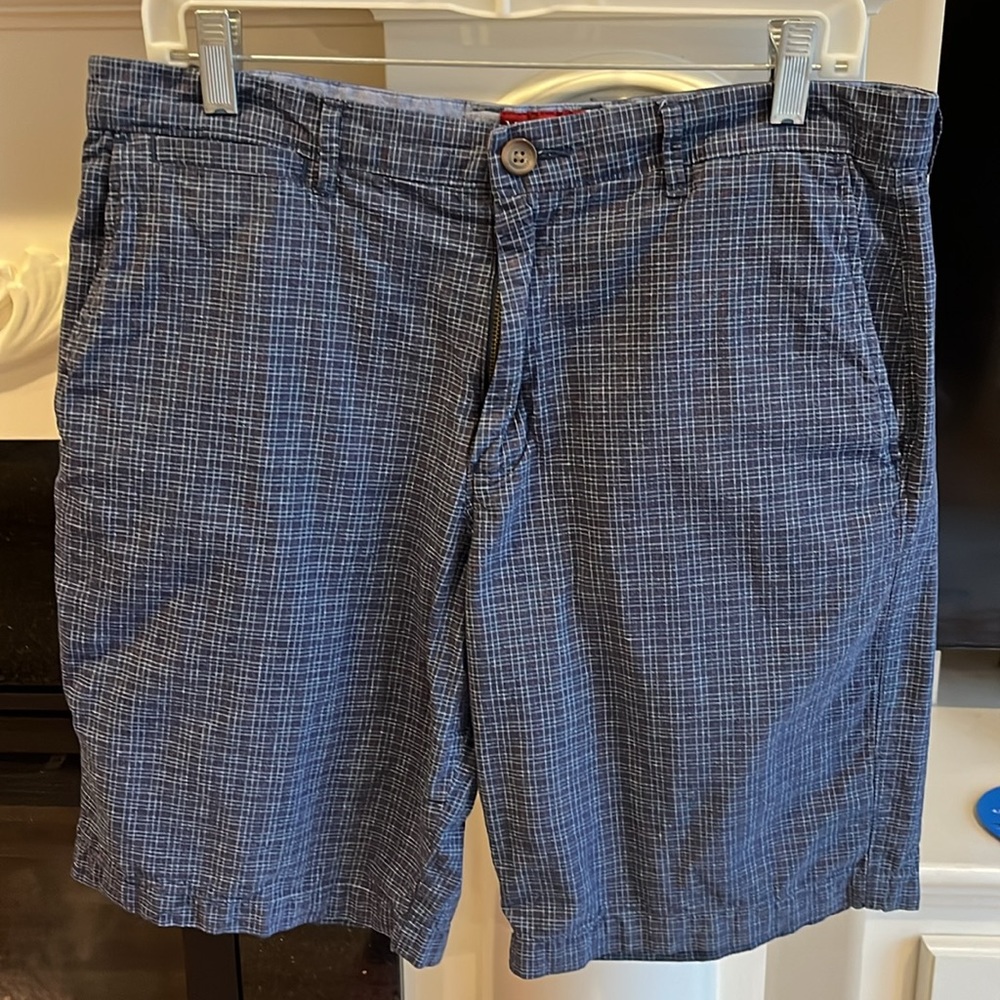 Merona Blue Plaid Cotton Shorts Mens Bermuda Size 34